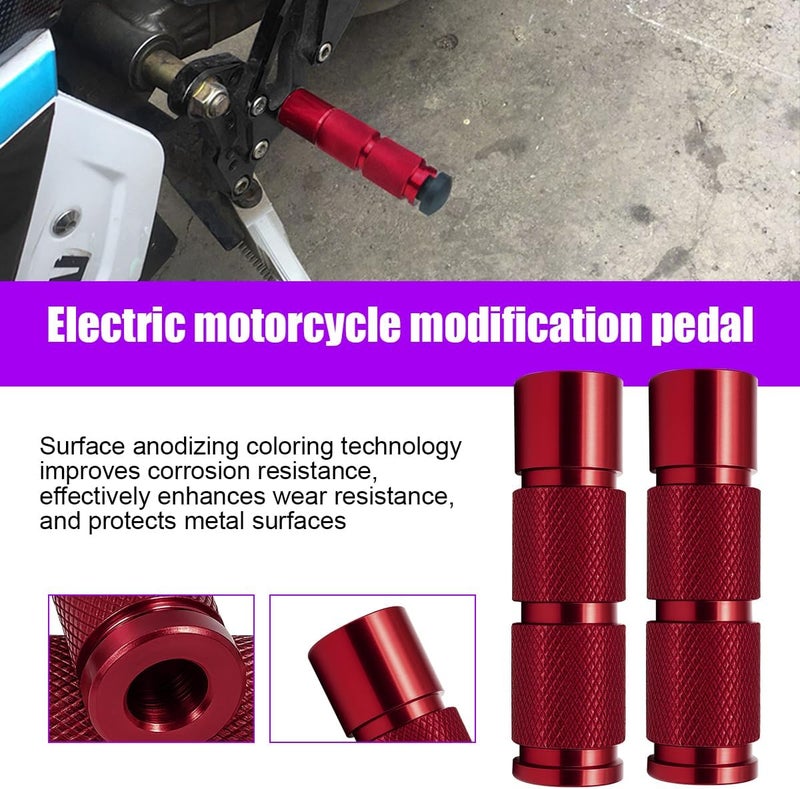 Sandfren 2PCS Motorcycle Foot Pegs, Aluminum M8 CNC Motorbikes Passenger Pedals Footrests, Motorbicycle Rearsets Footpeg Accessories, Universal for 8mm Install Hole Bicycle Dirt Bike (Red) - Image 5